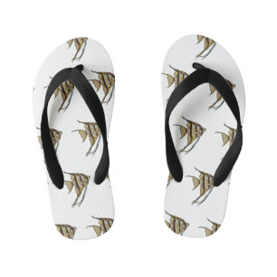 Angelfish cartoon illustration kid's flip flops