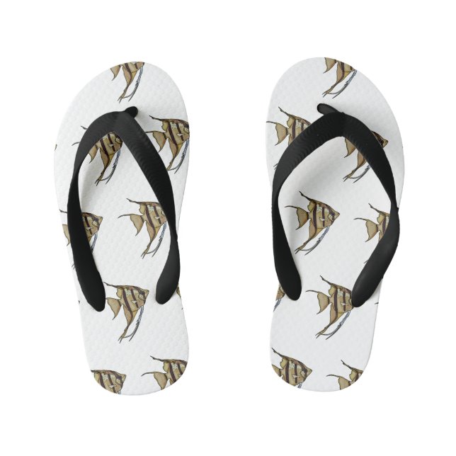 Angelfish cartoon illustration kid's flip flops (Footbed)