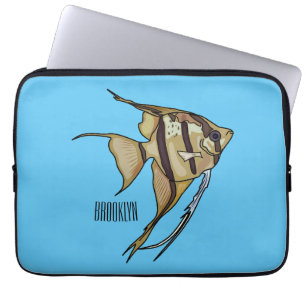 Angelfish cartoon illustration laptop sleeve