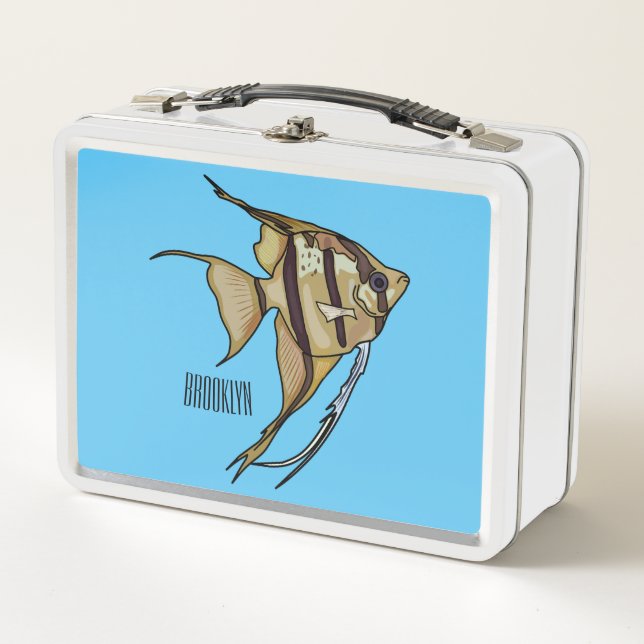 Angelfish cartoon illustration metal lunch box (Front)