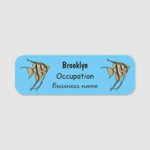 Angelfish cartoon illustration name tag