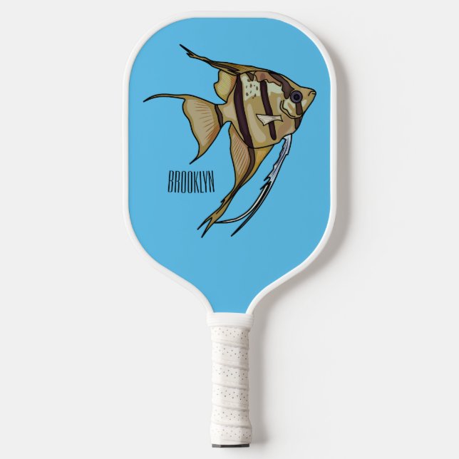 Angelfish cartoon illustration pickleball paddle (Front)