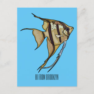 Angelfish cartoon illustration postcard