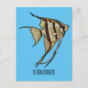 Angelfish cartoon illustration postcard