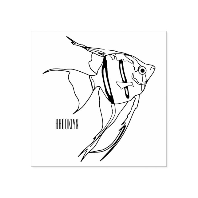 Angelfish cartoon illustration rubber stamp (Imprint)