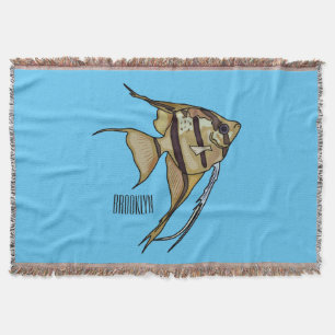 Angelfish cartoon illustration throw blanket