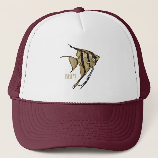 Angelfish cartoon illustration trucker hat (Front)