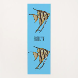 Angelfish cartoon illustration yoga mat