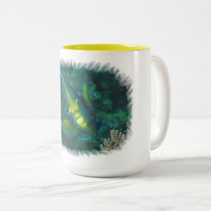 Angelfish - Elegance at Reef Brushed-Edge View Two-Tone Coffee Mug