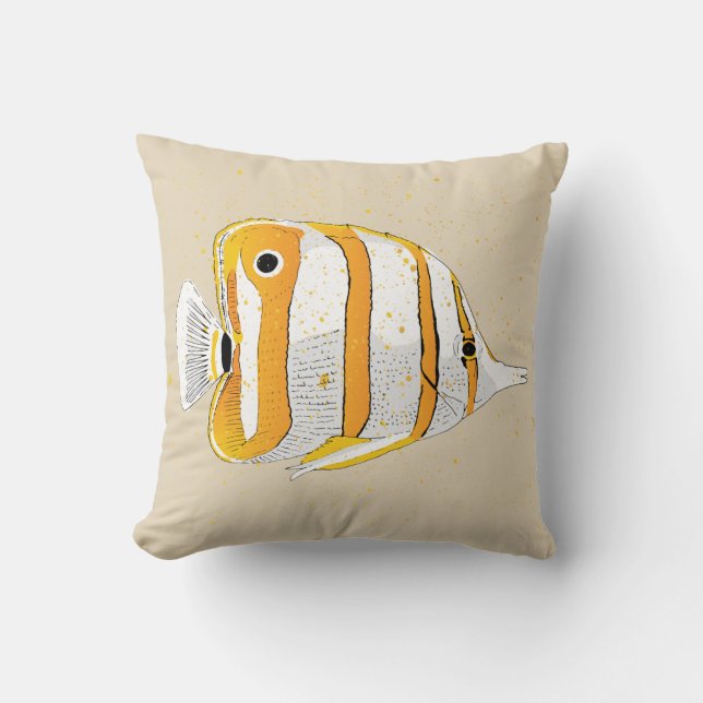 Angelfish Illustration Tropical Fish Print Cushion (Front)