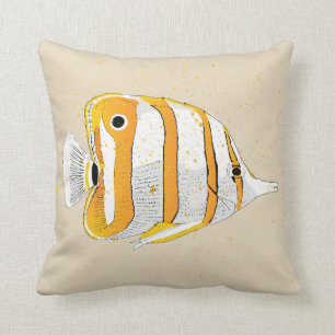 Angelfish Illustration Tropical Fish Print Cushion