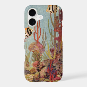 Angelfish in Coral, Vintage Tropical Fish in Ocean