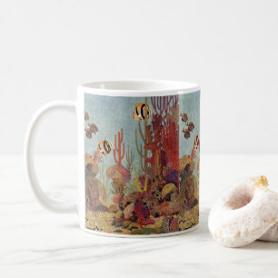 Angelfish in Coral, Vintage Tropical Fish in Ocean Coffee Mug