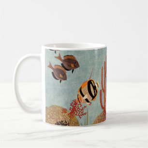 Angelfish in Coral, Vintage Tropical Fish in Ocean Coffee Mug