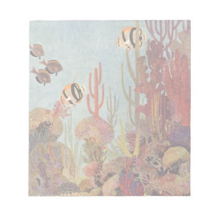 Angelfish in Coral, Vintage Tropical Fish in Ocean Notepad