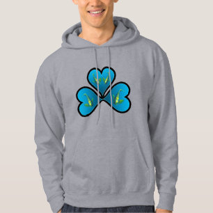 Angelfish Twins - 3 Black-bordered Blue Hearts Hoodie