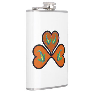 Angelfish Twins - 3 Black-bordered Red Hearts Hip Flask