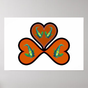 Angelfish Twins - 3 Black-bordered Red Hearts Poster