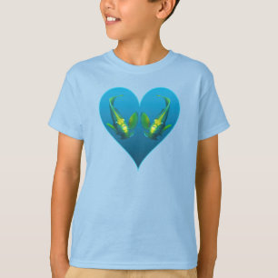 Angelfish Twins in a Blue Heart - Illustration    T-Shirt