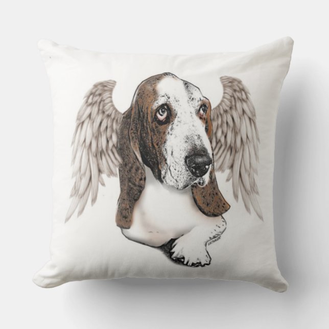 Angelic Basset Hound Cushion (Front)