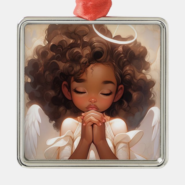 Angelic Black Angel Christmas Delight Metal Tree Decoration (Front)