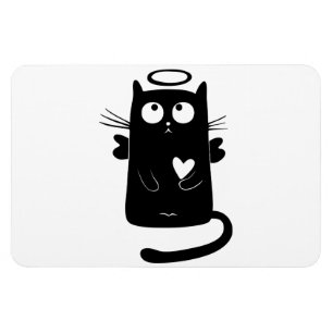 Angelic black cat cartoon magnet