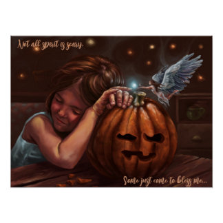 Angelic blessing halloween cute art poster