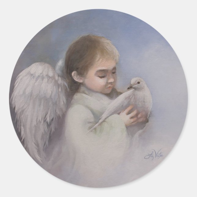 Angelic Blessings Classic Round Sticker (Front)