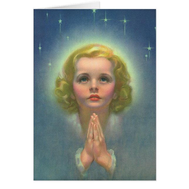 Angelic Blonde Girl with Halo and Stars Praying (Front)