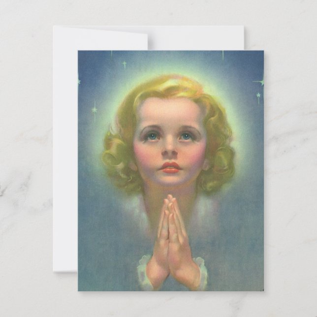 Angelic Blonde Girl with Halo and Stars Praying (Front)