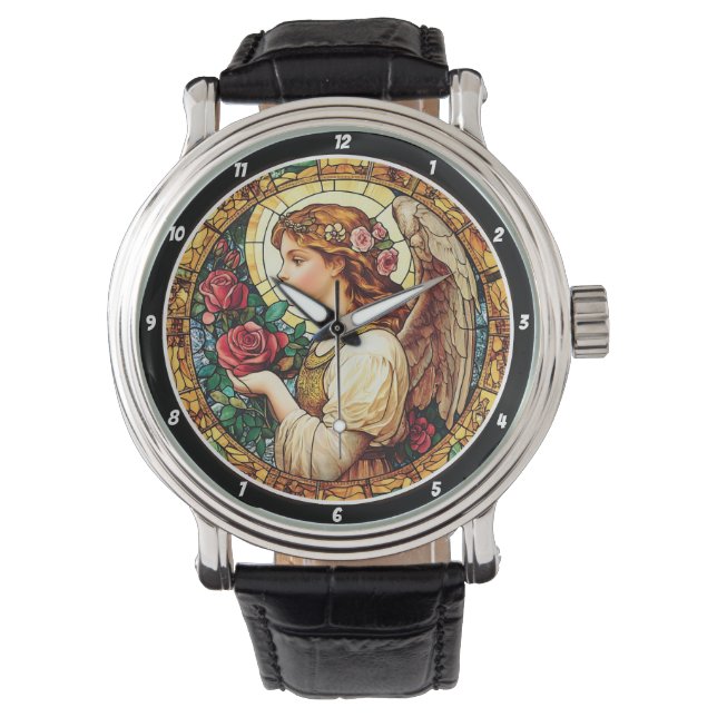 Angelic Bloom Stained Glass Floral Watch (Front)