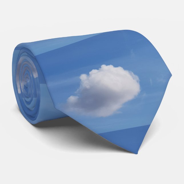Angelic Blue Sky and Cute Cloud Tie (Rolled)