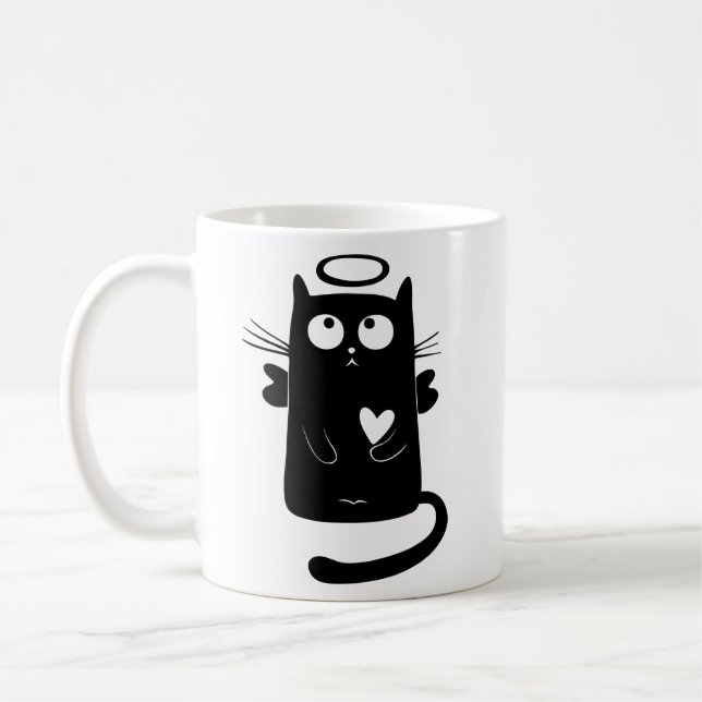 angelic cat feline coffee mug (Left)
