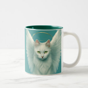 angelic cat Two-Tone coffee mug