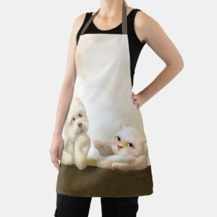 Angelic Dog and Cat on Cloud Apron