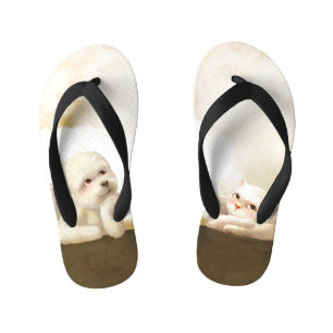 Angelic Dog and Cat on Cloud Kid's Flip Flops