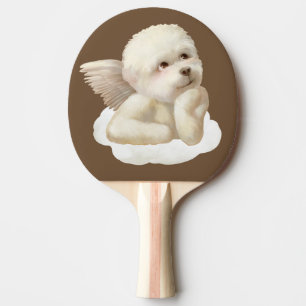 Angelic Dog and Cat on Cloud Ping Pong Paddle
