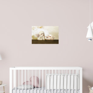 Angelic Duo: Smiling Bichon & Bao Bao Cloud Poster
