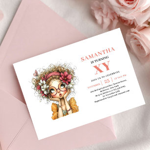 Angelic Fairy Girl 8th Birthday Blush Pink invite