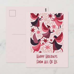 Angelic Figures Mid-Century Modern Kitschmas Postcard