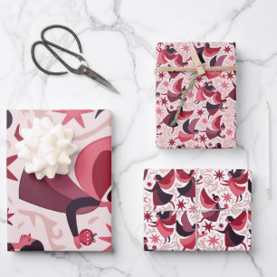 Angelic Figures Mid-Century Modern Kitschmas Wrapping Paper Sheet