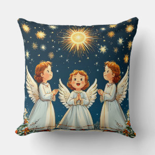 Angelic Figures Under a Starry Night Sky Cushion