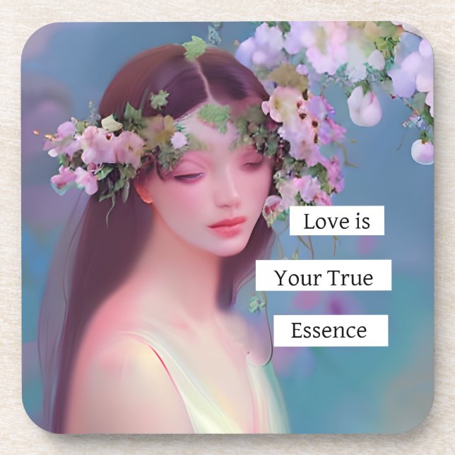 Angelic Maiden and Inspirational Quote Ethereal Coaster (Front)