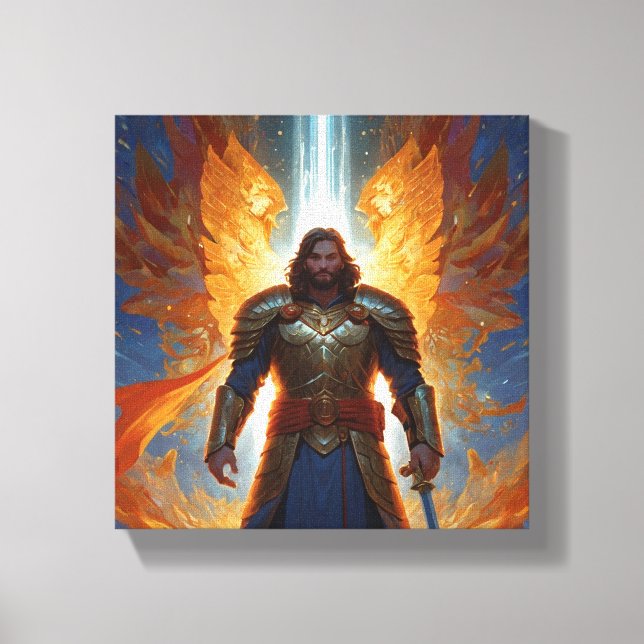 Angelic Man in Armour of God Canvas Print (Front)