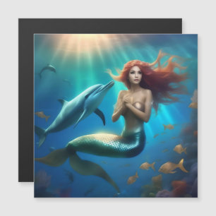 Angelic Mermaid Swimming With Dolphins,