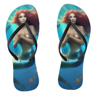 Angelic Mermaid Swimming With Dolphins, Flip Flops