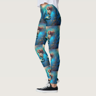 Angelic Mermaid Swimming With Dolphins, Leggings