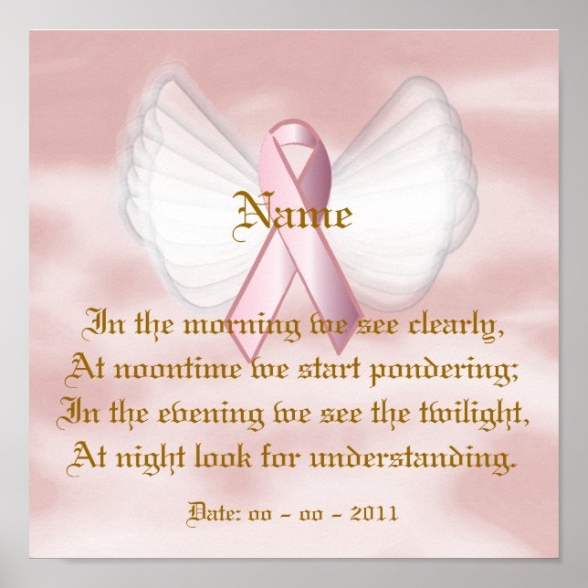 Angelic Pink Ribbon Poem Poster - Customise (Front)