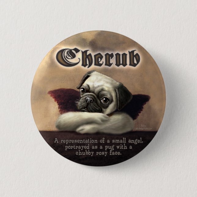 Angelic Pug Cherub Gift Items 6 Cm Round Badge (Front)