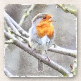 Angelic Robin Watercolor Coaster